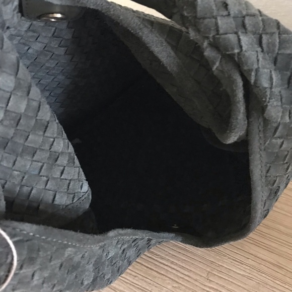 NWT Olive Green Woven Suede Leather Slouchy Hobo Shoulder Bag - Picture 7 of 10